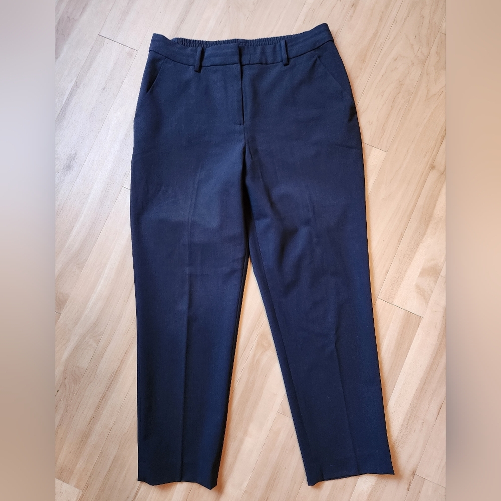 Quince Navy Blue Tollegno Italian Wool Women's Pants, Size 10